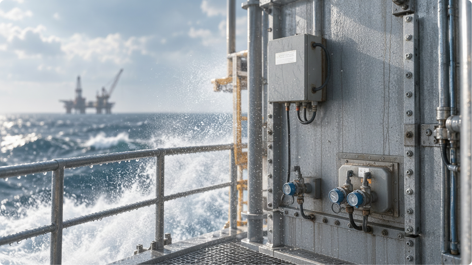 Offshore equipment exposed to salt water and harsh weather